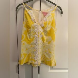 Lilly Pulitzer Yellow and White Embellished Camisole